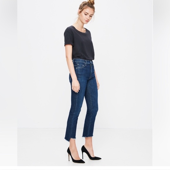 MOTHER INSIDER CROP STEP FRAY NOT ROUGH ENOUGH HI RISE KICK FLARE RAW HEM SZ 25 - Picture 3 of 12
